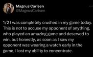 Norwegian Chess Grandmaster blames watch for his loss (Image via X)